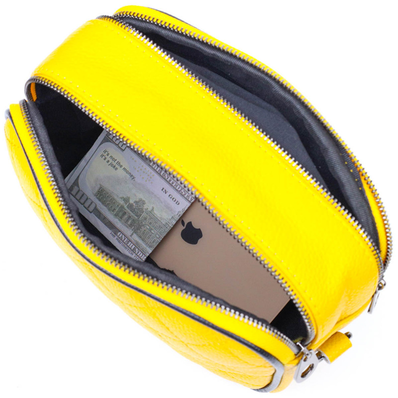 Прямоугольная женская сумка кросс-боди из натуральной кожи Vintage Желтая