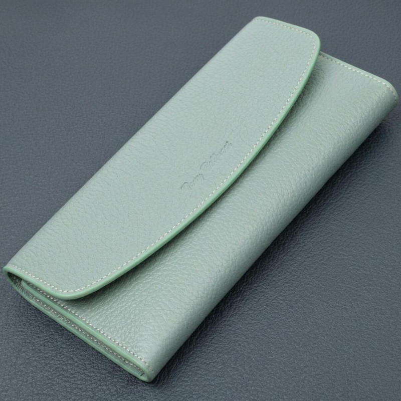 Чудовий жіночий гаманець із монетницею на блискавці з натуральної шкіри Tony Bellucci Сіро-зелений
