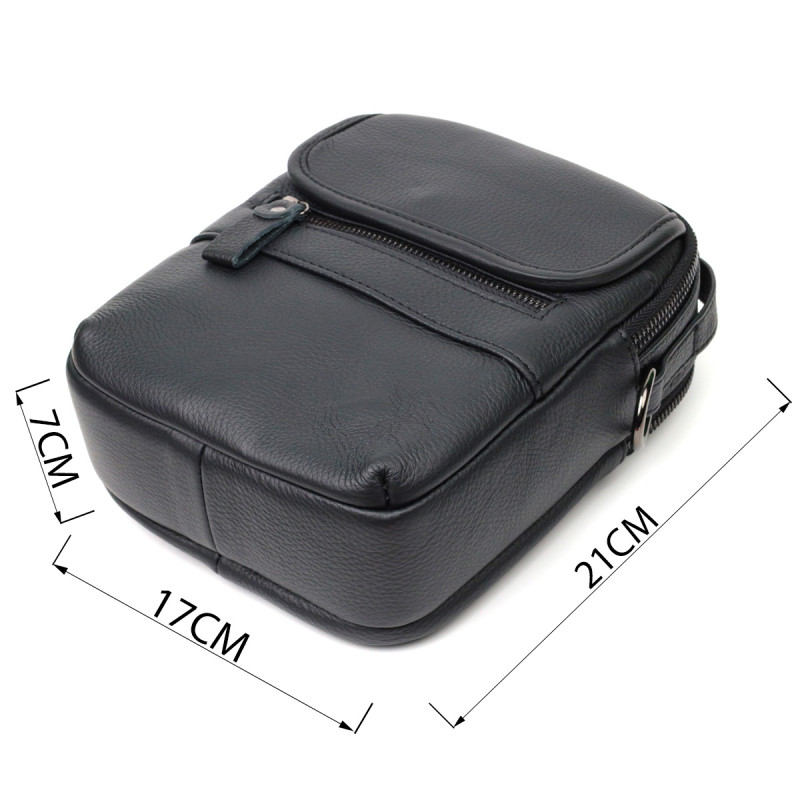 Практичная мужская сумка на плечо из натуральной кожи Vintage Черная