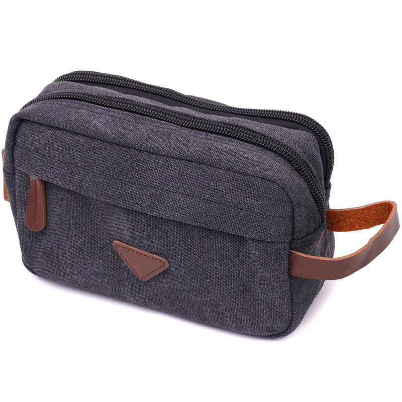 Стильна барсетка для чоловіків на два відділення з якісного текстилю Vintage Чорний