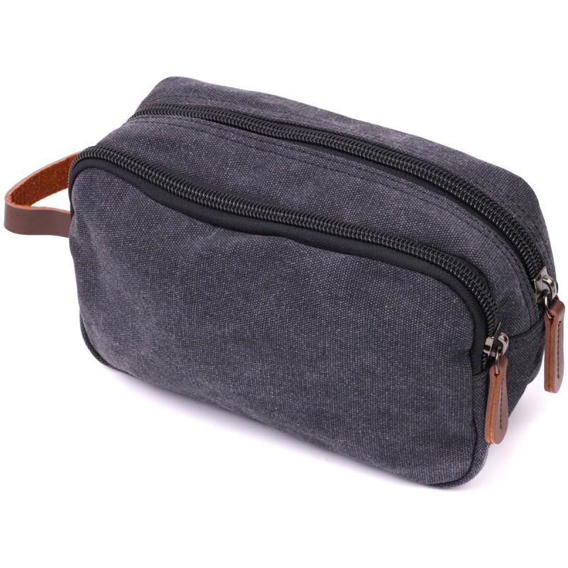 Стильна барсетка для чоловіків на два відділення з якісного текстилю Vintage Чорний