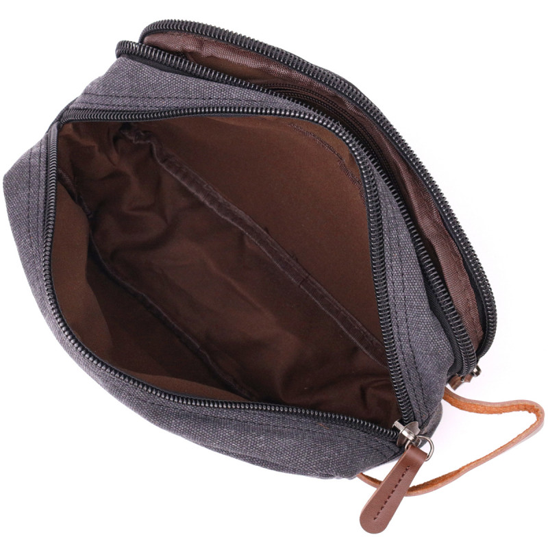 Стильна барсетка для чоловіків на два відділення з якісного текстилю Vintage Чорний