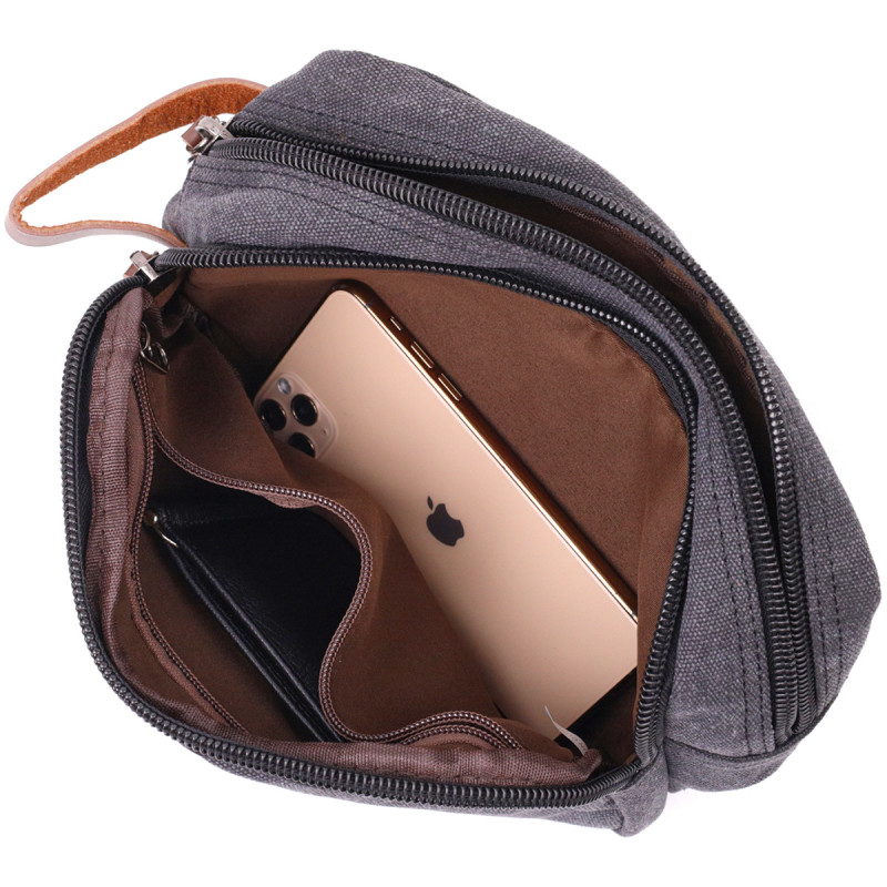 Стильна барсетка для чоловіків на два відділення з якісного текстилю Vintage Чорний