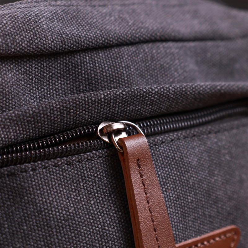 Стильна барсетка для чоловіків на два відділення з якісного текстилю Vintage Чорний