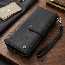 Гаманець клатч унісекс з натуральної шкіри для карток та купюр ST Leather Чорний