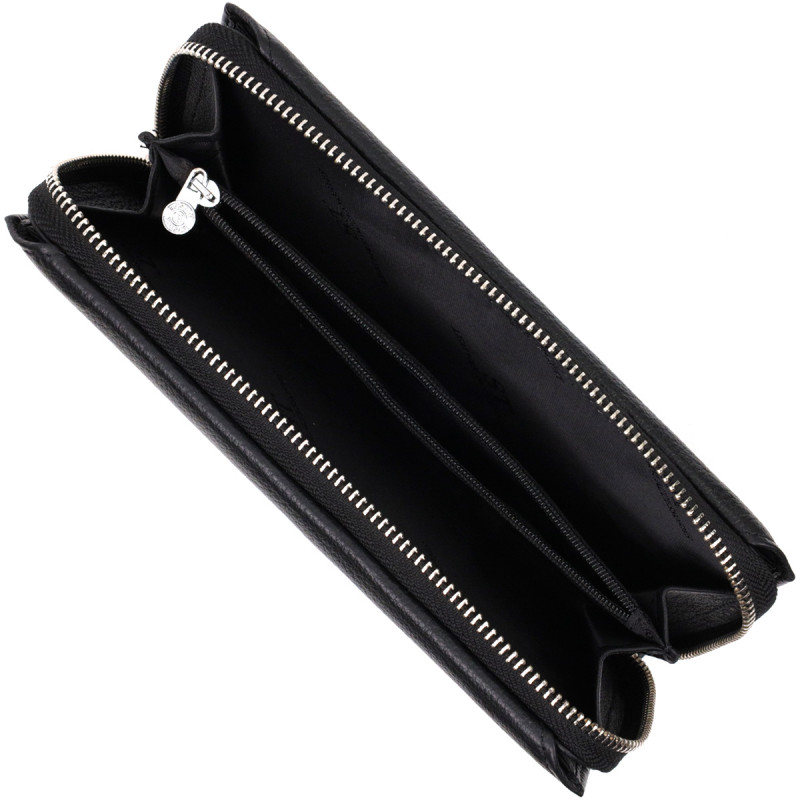 Гаманець клатч унісекс з натуральної шкіри для карток та купюр ST Leather Чорний
