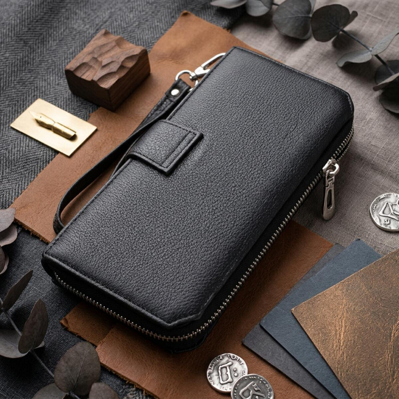 Гаманець клатч унісекс з натуральної шкіри для карток та купюр ST Leather Чорний