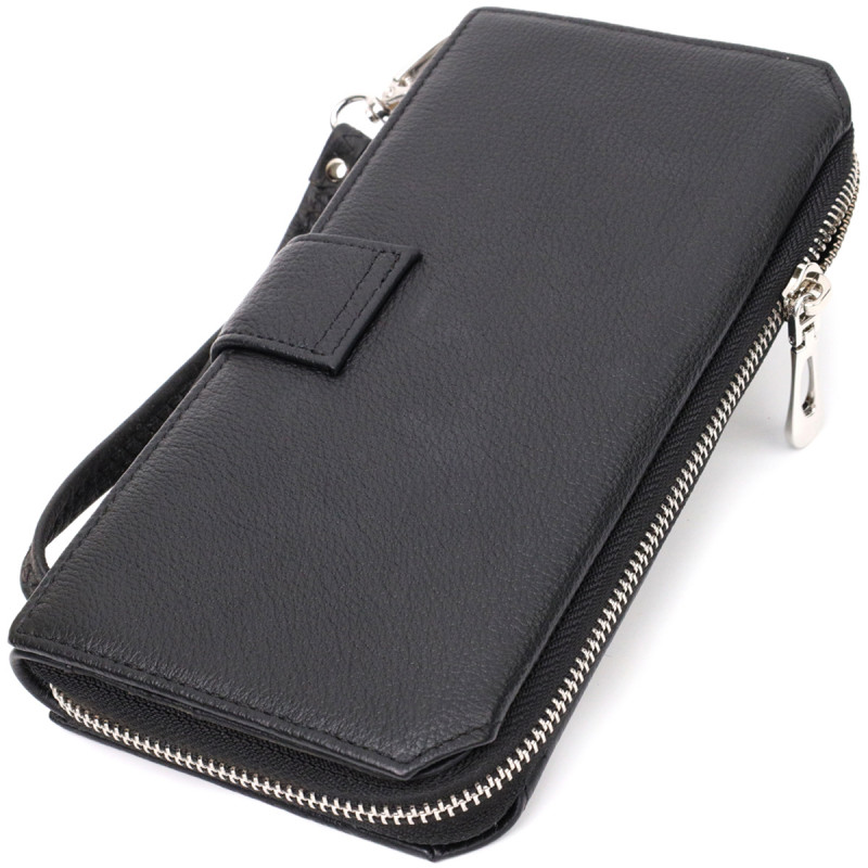 Гаманець клатч унісекс з натуральної шкіри для карток та купюр ST Leather Чорний