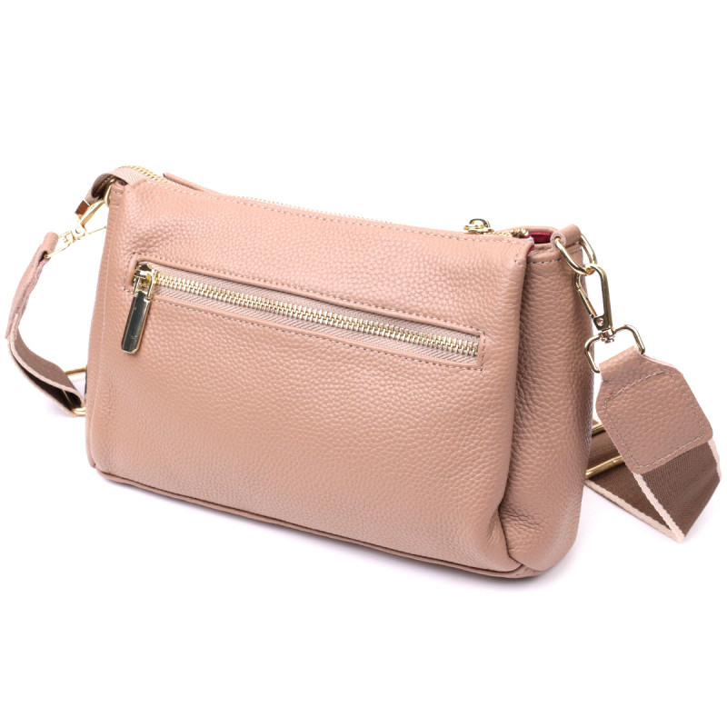 Оригінальна сумка через плече з натуральної шкіри Vintage Бежева