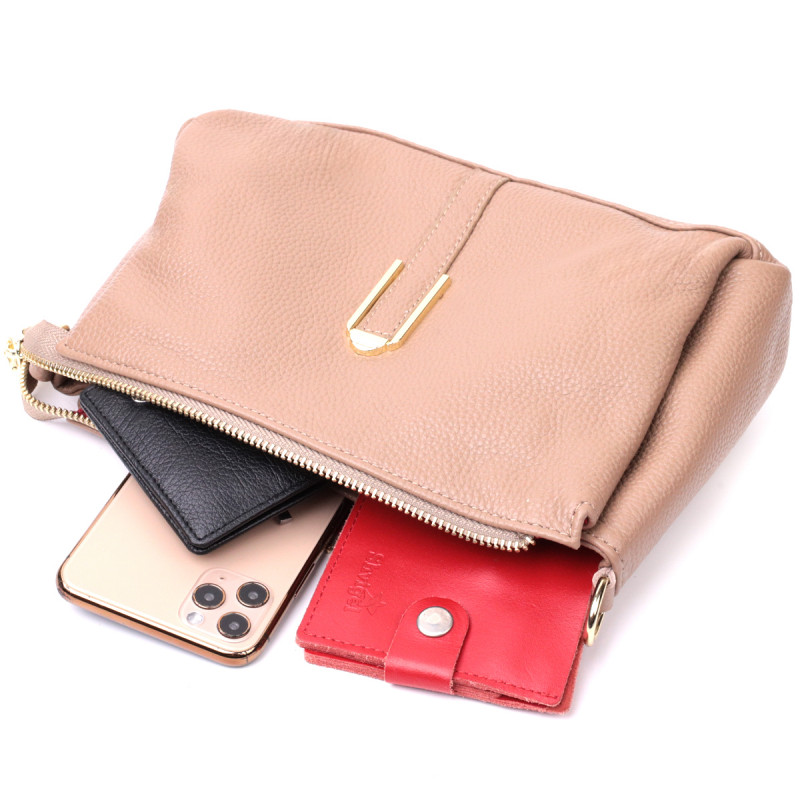 Оригинальная сумка через плече из натуральной кожи Vintage Бежевая