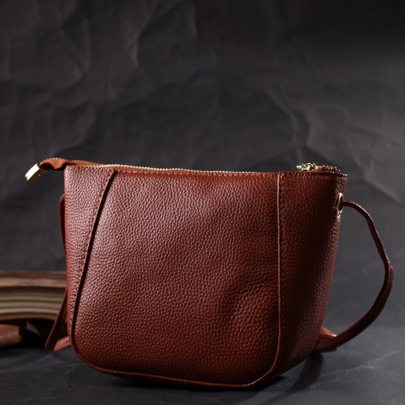 Невелика сумка жіноча через плече з натуральної шкіри Vintage Коричнева