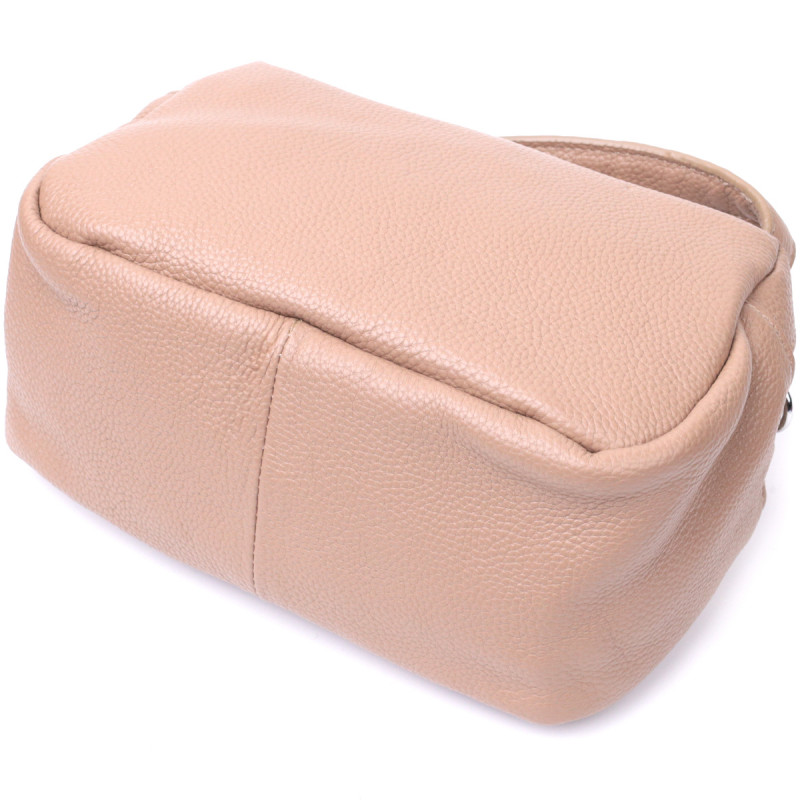 Прямоугольная сумка для женщин на два отделения из натуральной кожи Vintage Бежевая