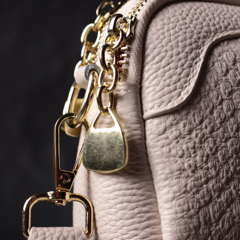 Невелика прямокутна сумка на два відділення з натуральної шкіри Vintage Біла