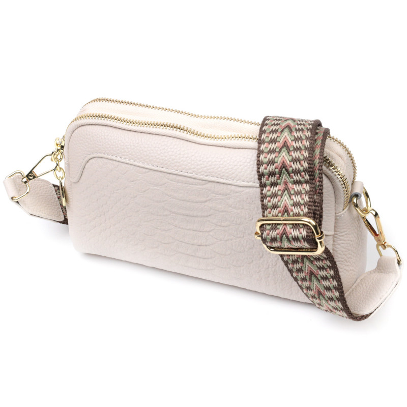 Невелика прямокутна сумка на два відділення з натуральної шкіри Vintage Біла