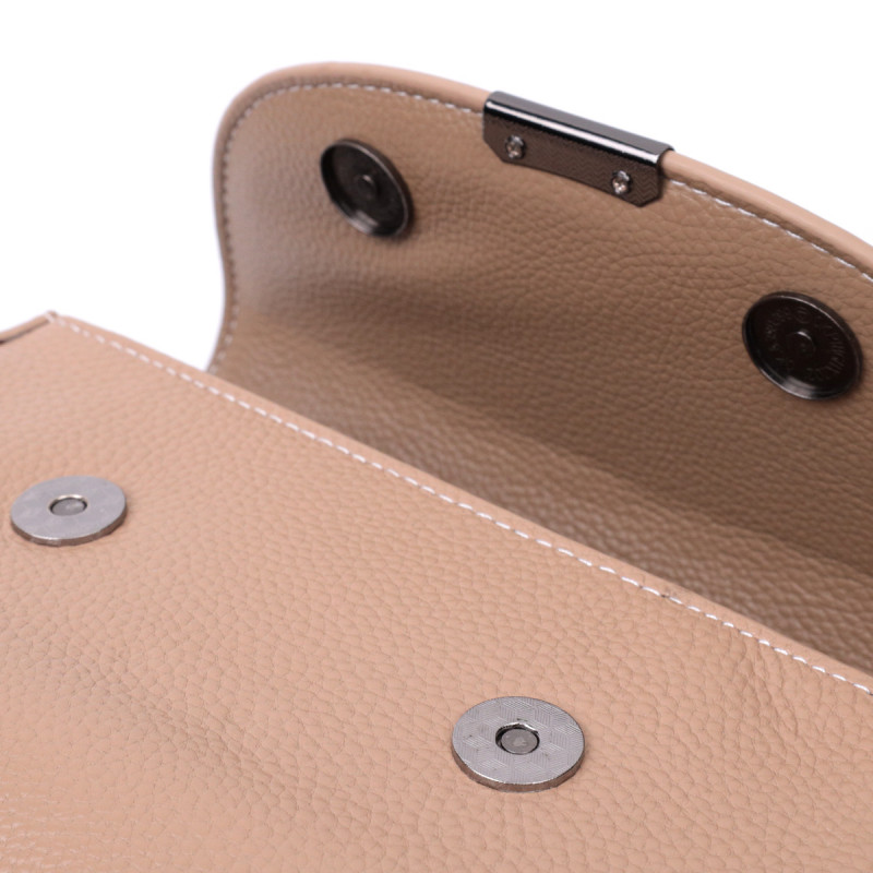 Сумка для женщин с фактурным клапаном из натуральной кожи Vintage Бежевая