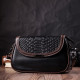 Стильная сумка для женщин с фактурным клапаном из натуральной кожи Vintage Черная