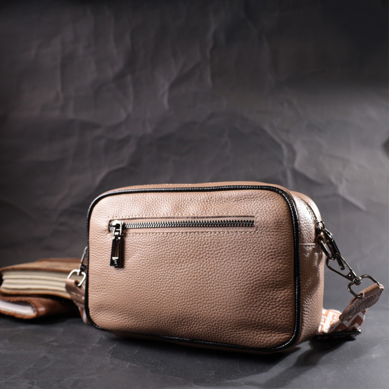 Модна шкіряна сумка з плетіннями для стильних жінок Vintage Бежева