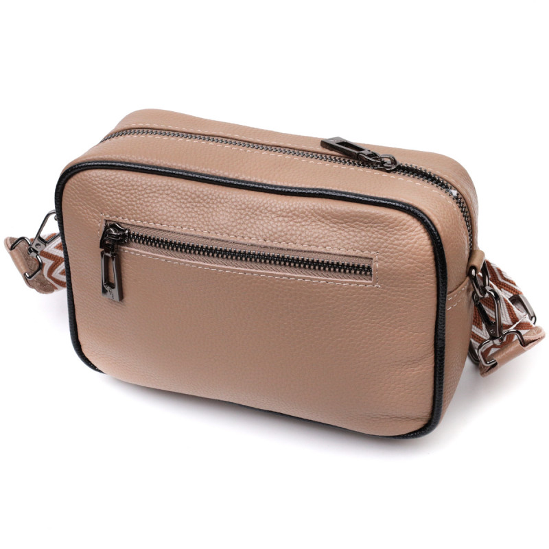 Модна шкіряна сумка з плетіннями для стильних жінок Vintage Бежева