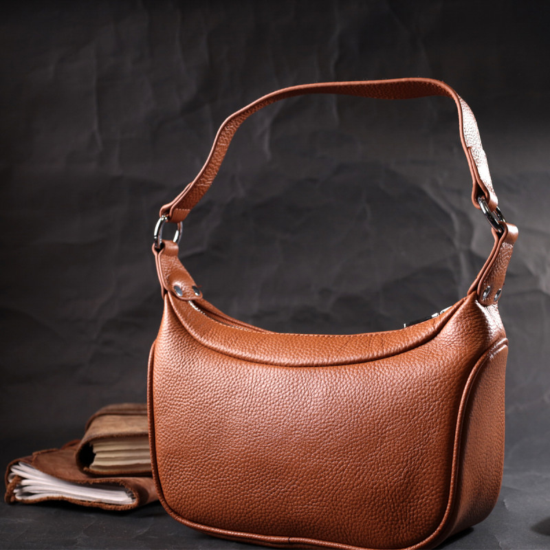 Сумка напівкруглого формату з однією ручкою з натуральної шкіри Vintage Коричнева