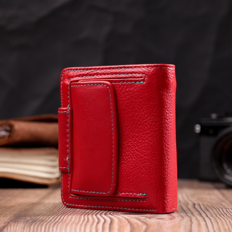 Шкіряний яскравий гаманець з монетницею ST Leather Червоний