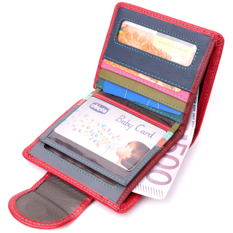 Кожаный яркий кошелек с монетницей для женщин ST Leather Красный