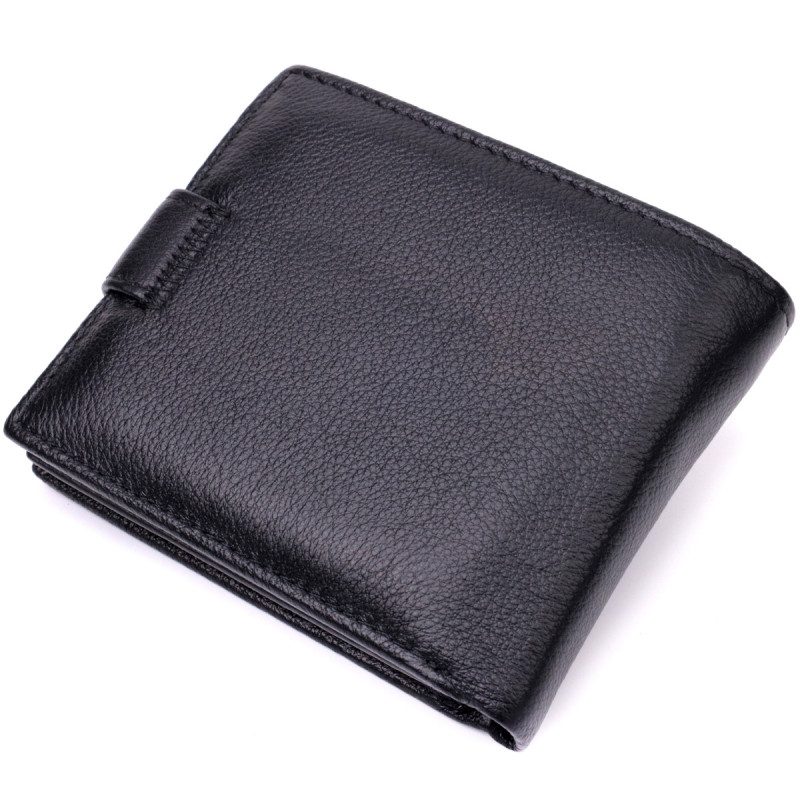 Классическое портмоне для мужчин с блоком для карт из натуральной кожи ST Leather Черное
