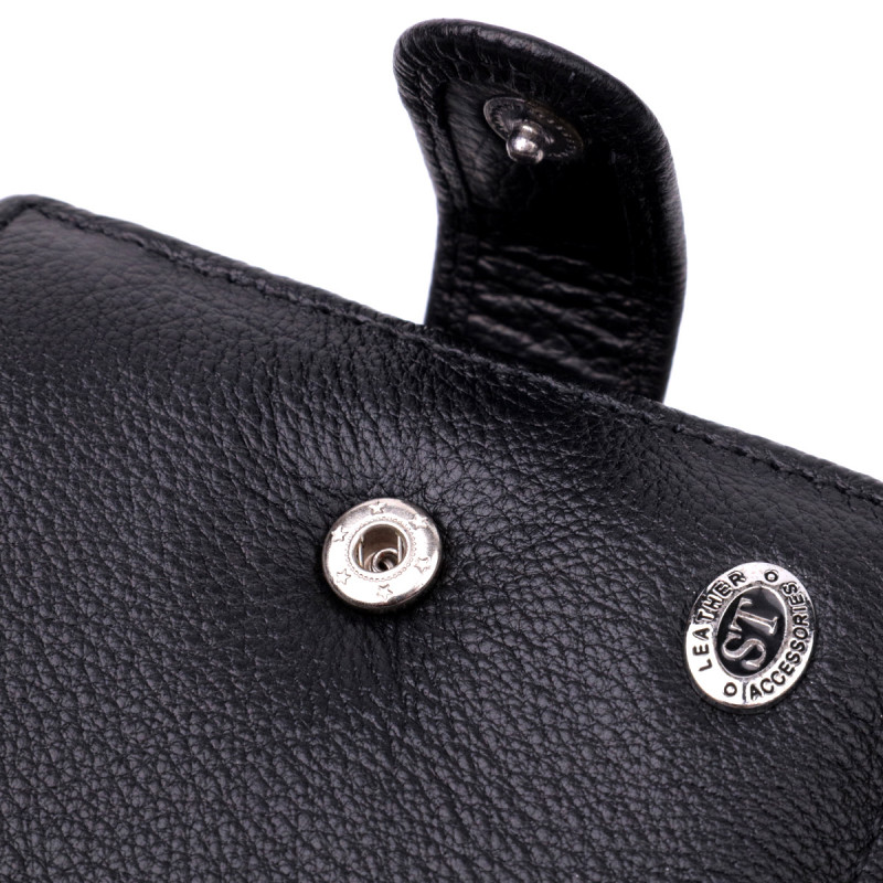 Классическое портмоне для мужчин с блоком для карт из натуральной кожи ST Leather Черное