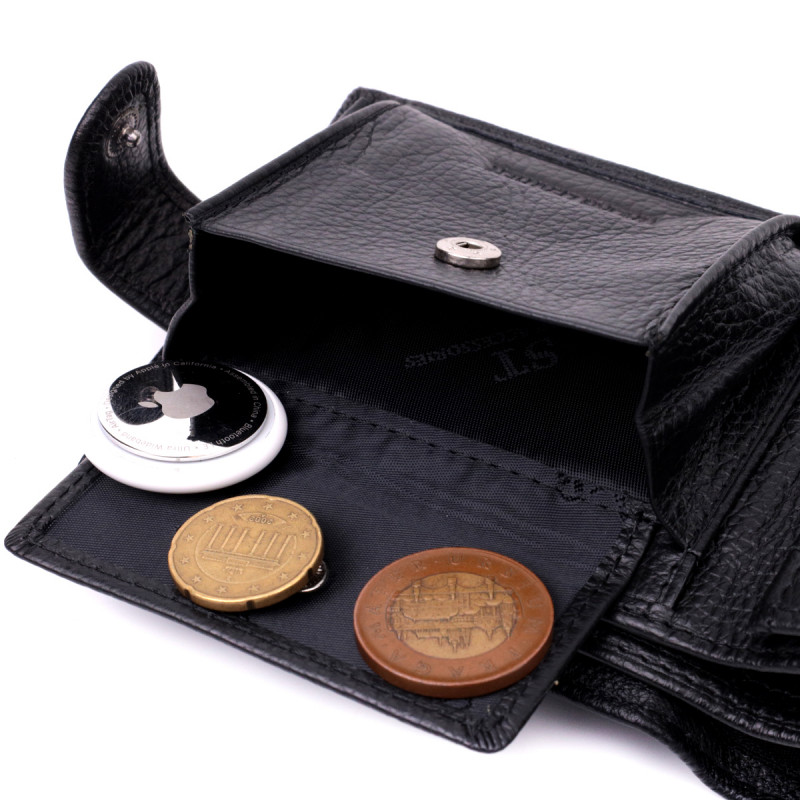 Классическое портмоне для мужчин с блоком для карт из натуральной кожи ST Leather Черное