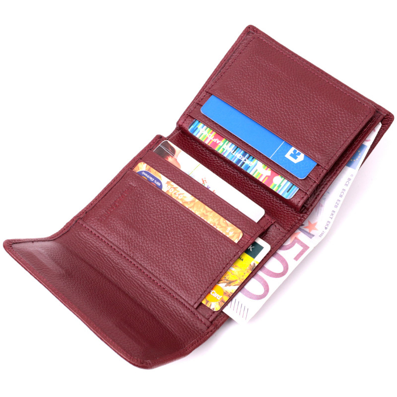Женский кожаный кошелек с монетницей ST Leather Бордовый
