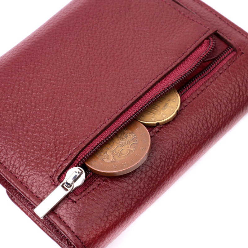 Женский кожаный кошелек с монетницей ST Leather Бордовый