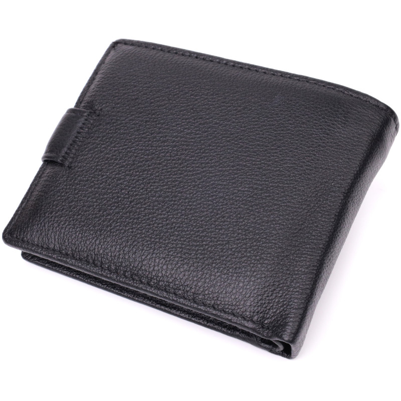 Интересный бумажник с блоком под документы из натуральной кожи ST Leather Черный