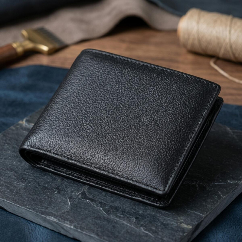 Интересный бумажник с блоком под документы из натуральной кожи ST Leather Черный