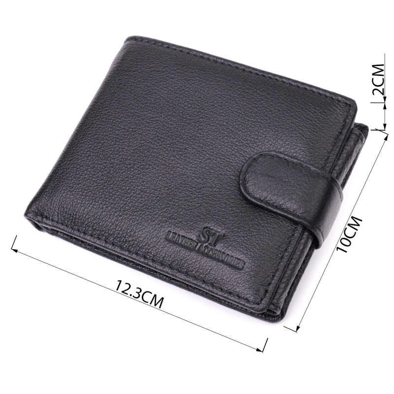 Интересный бумажник с блоком под документы из натуральной кожи ST Leather Черный