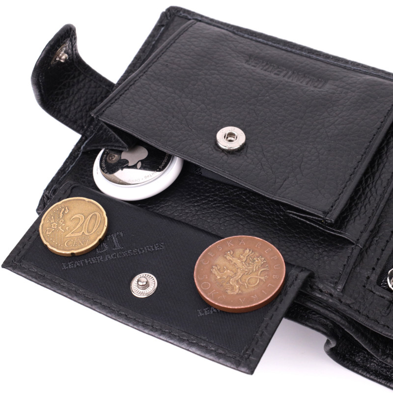 Интересный бумажник с блоком под документы из натуральной кожи ST Leather Черный