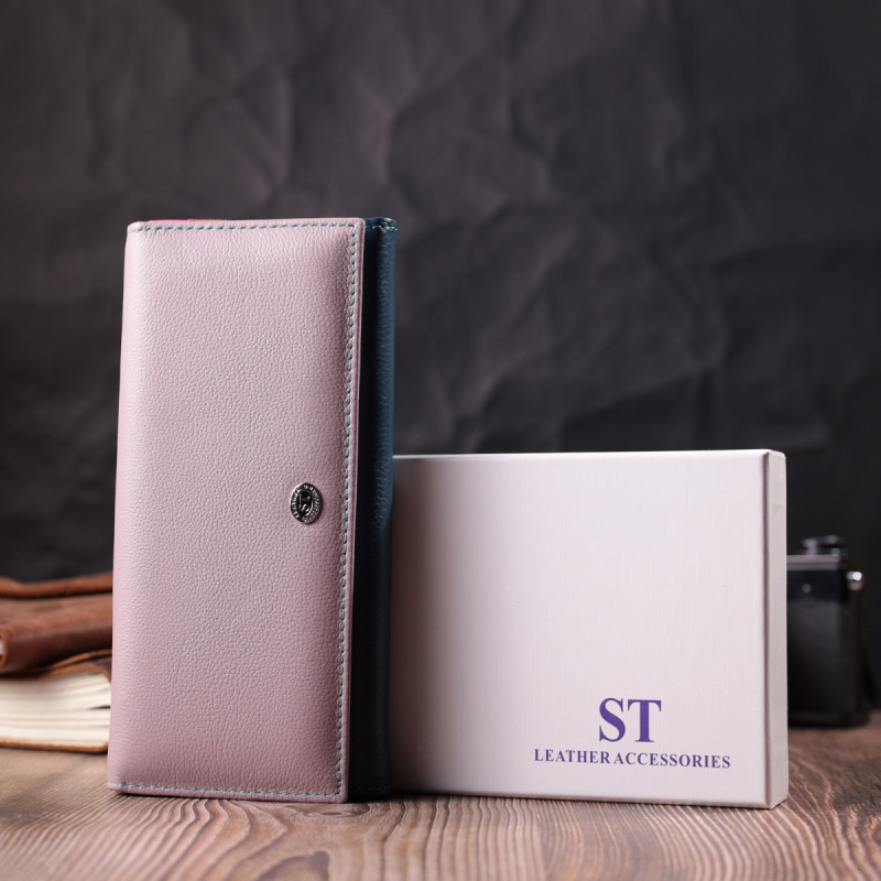 Женский практичный кошелек из натуральной кожи ST Leather Разноцветный