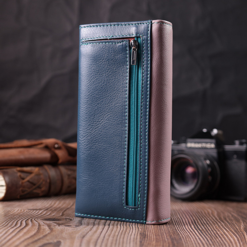 Жіночий практичний гаманець з натуральної шкіри ST Leather Різнокольоровий