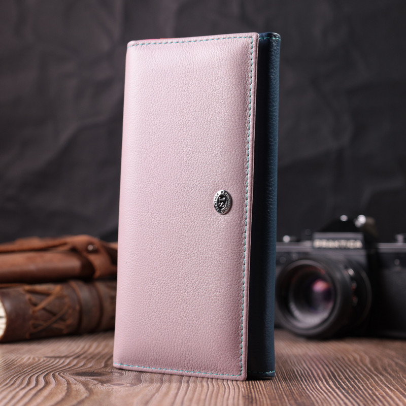 Женский практичный кошелек из натуральной кожи ST Leather Разноцветный