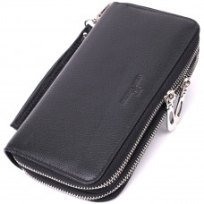 Мужской клатч на два отделения из натуральной кожи ST Leather Черный