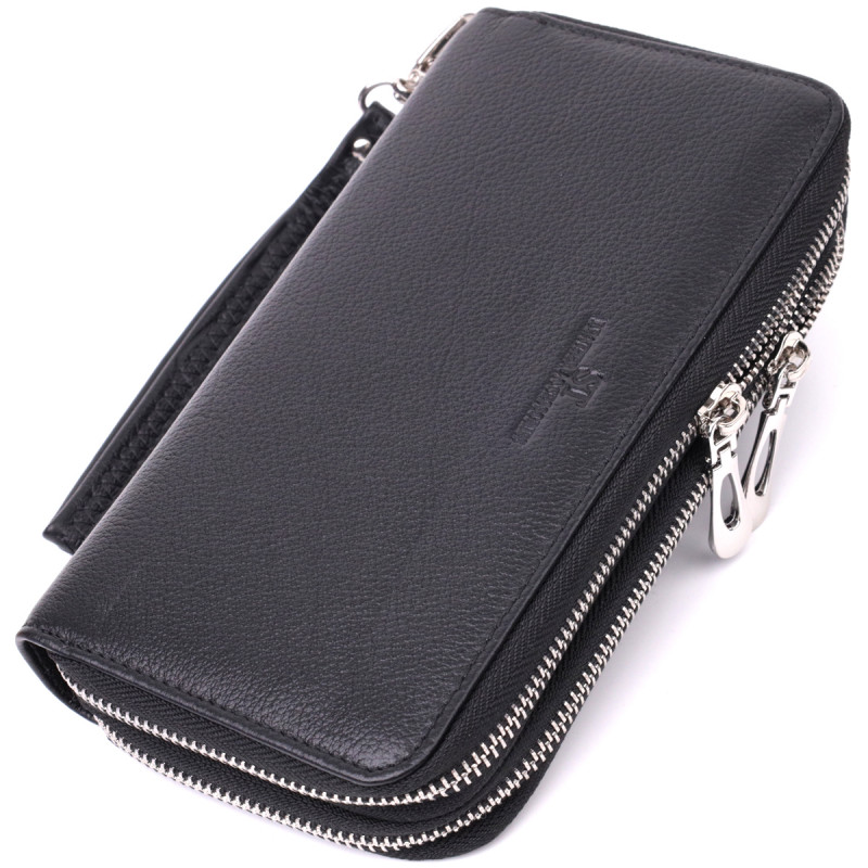 Мужской клатч на два отделения из натуральной кожи ST Leather Черный