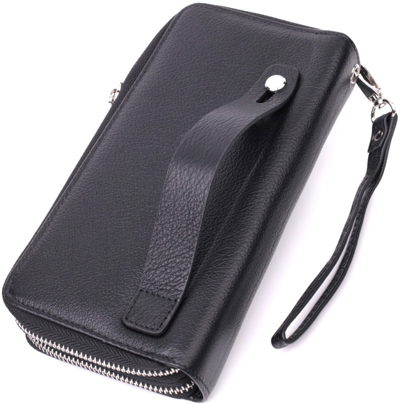 Мужской клатч на два отделения из натуральной кожи ST Leather Черный