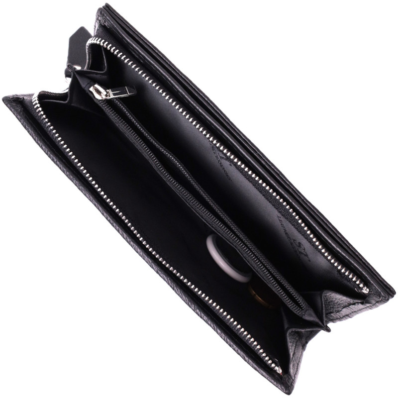 Вертикальний гаманець-клатч унісекс із натуральної шкіри ST Leather Чорний