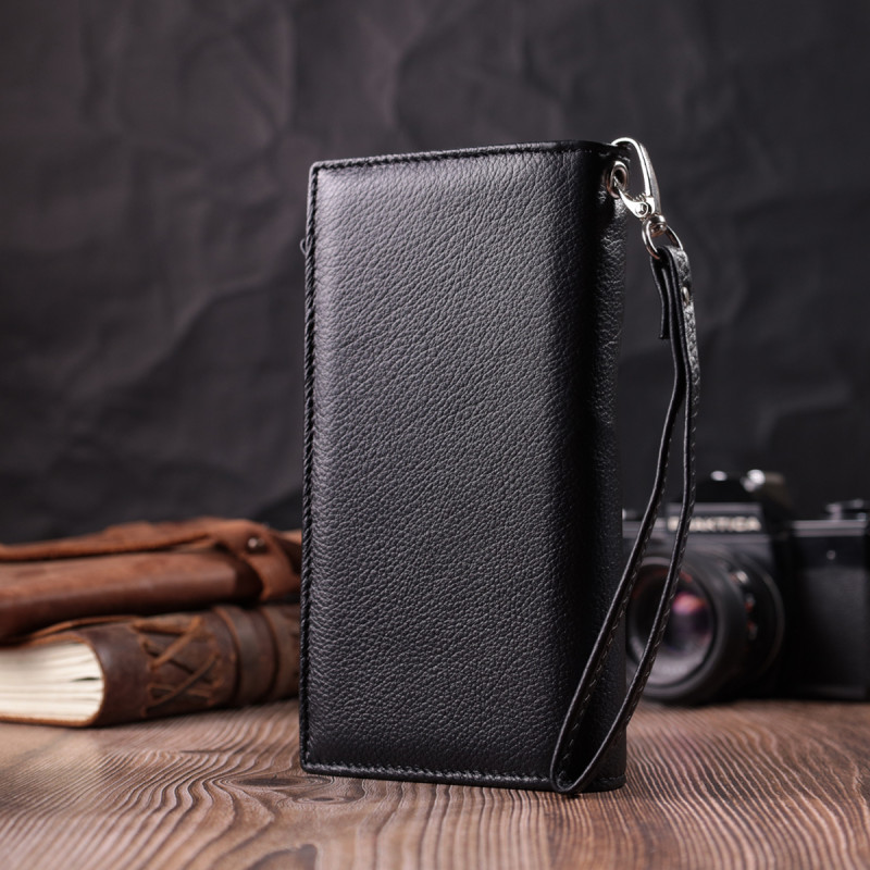 Вертикальний гаманець-клатч унісекс із натуральної шкіри ST Leather Чорний