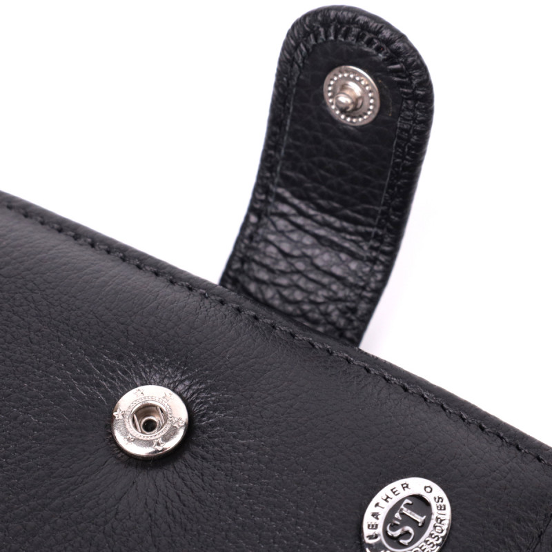 Мужской трендовый бумажник из натуральной кожи ST Leather Черный