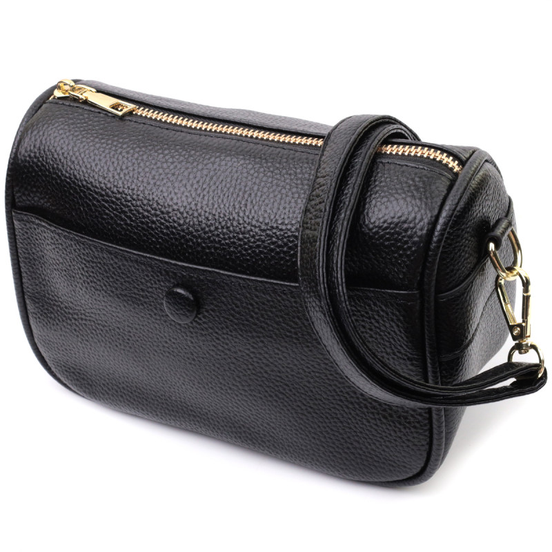 Сумка кросс-боди для женщин на каждый день из натуральной кожи Vintage Черная