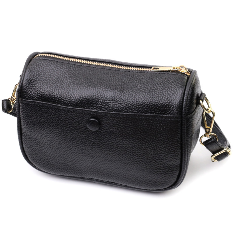 Сумка кросс-боди для женщин на каждый день из натуральной кожи Vintage Черная