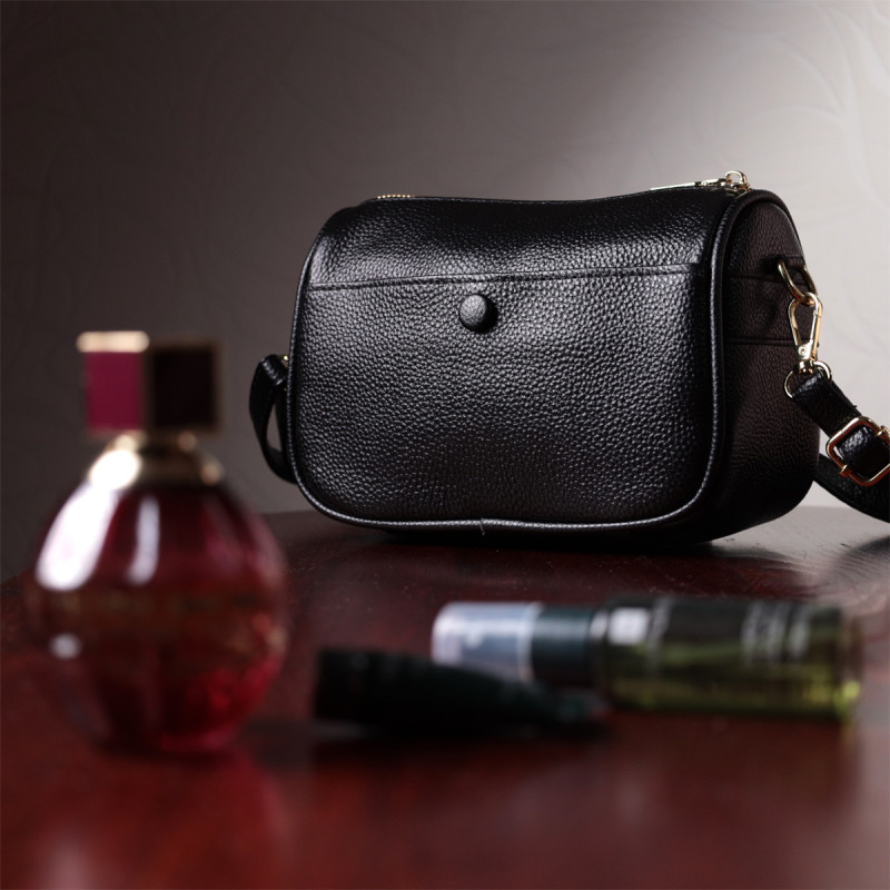 Сумка кросс-боди для женщин на каждый день из натуральной кожи Vintage Черная