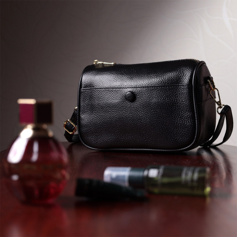 Сумка кросс-боди для женщин на каждый день из натуральной кожи Vintage Черная