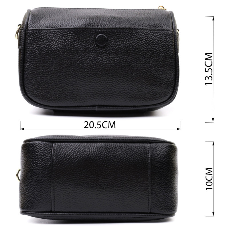 Сумка кросс-боди для женщин на каждый день из натуральной кожи Vintage Черная