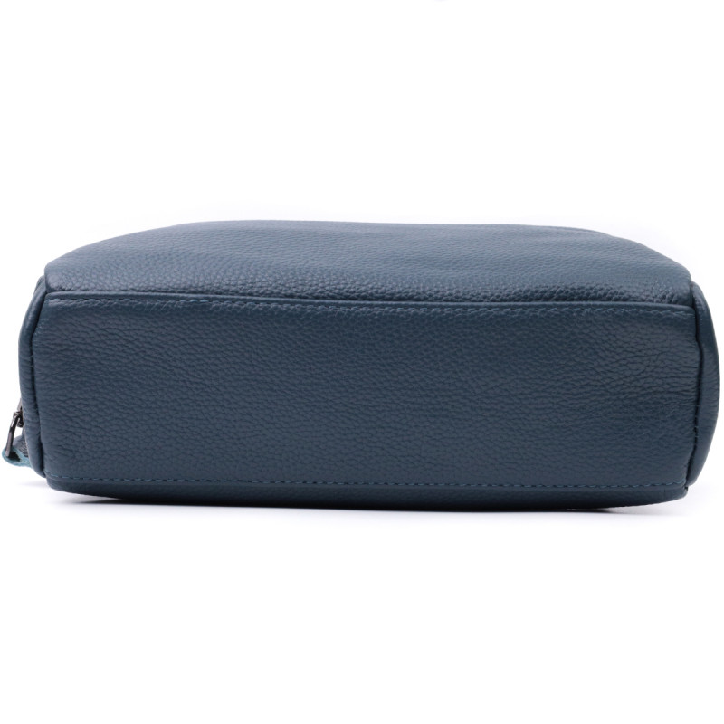 Стильная сумка для женщин с карманами из натуральной кожи Vintage Синяя