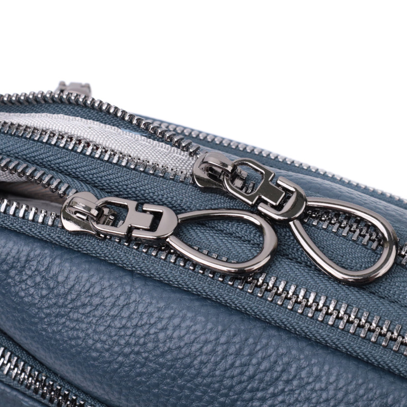 Стильная сумка для женщин с карманами из натуральной кожи Vintage Синяя